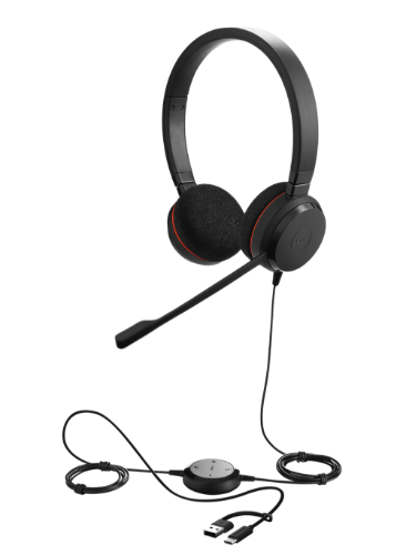 Jabra Evolve 20 Headset Wired Head-band Office/Call center USB Type-C / USB Type-A Black