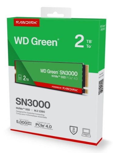 Western Digital Green WD ™ SN3000 NVMe™ SSD POWERED BY SANDISK 2 TB