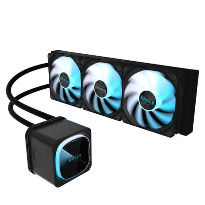 GIGABYTE EAGLE 360 Liquid CPU Cooler - 3x120mm ARGB Fans, full-color LCD, DAISY-CHAIN, Intel LGA 1851 and AMD AM5 Compatible