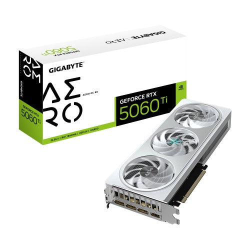 GIGABYTE GeForce RTX 5060 Ti AERO OC 8G Graphics Card - 8GB GDDR7, 128bit, PCI-E 5.0, 2647MHz Core Clock, 3 x DisplayPort, 1 x HDMI, GV-N506TAERO OC-8GD