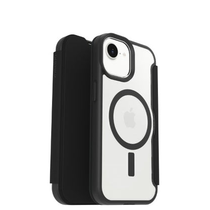OtterBox React Folio for MagSafe Series for Apple iPhone 17e/16e/15/14/13, transparent/black