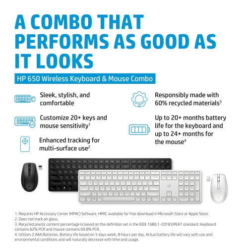 HP 650 Wireless Keyboard and Mouse Combo