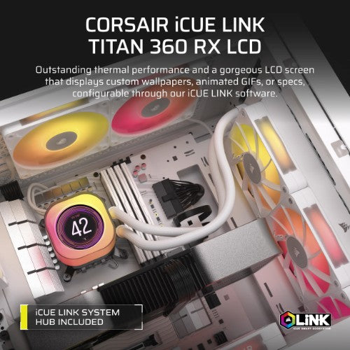Corsair iCUE LINK TITAN 240 RX LCD Processor All-in-one liquid cooler 12 cm White 1 pc(s)