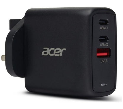 Acer 67W PD Charger, USB Port: 2C+1A, UK Plug, 100W USB-C Cable, Black
