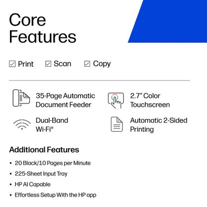 HP OfficeJet Pro Wireless Color Printer, Instant Ink; Two-sided printing