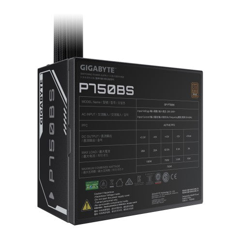 GIGABYTE P750BS Power Supply - PCI-E 6+2 Pin x 4, 80 PLUS Bronze, 120mm Fan, ATX compatible, EU Plug