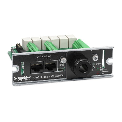 Schneider Electric Dry contact, Management Options, Dry Contact I/O Card, monitor external UPS environmental sensors, output relays, and input contacts