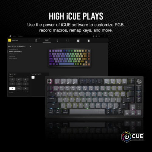 Corsair K65 PLUS WIRELESS keyboard Gaming RF Wireless UK English Black, Grey