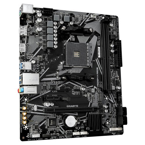 GIGABYTE A520M H ARGB Motherboard - Supports AMD Ryzen 5000 Series CPUs, up to 5100MHz DDR4 (OC), PCIe 3.0 x4 M.2, 1 GbE LAN, USB 3.2 Gen 1