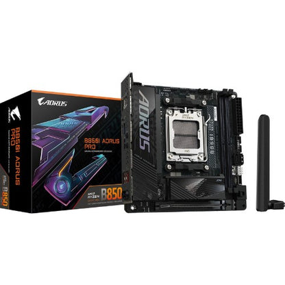 GIGABYTE B850I AORUS PRO Motherboard - AMD Ryzen 9000 Series CPUs, 8+2+1 Phases Digital VRM, up to 8400MHz DDR5 (OC), 1xPCIe 5.0 + 1xPCIe 4.0 M.2, 2.5LAN, WIFI 7, USB 3.2 Gen 2