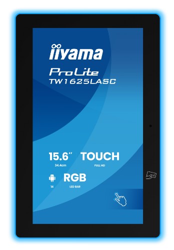 iiyama TW1625LASC-B3PNR meeting room display 39.6 cm (15.6") 1920 x 1080 pixels LED Wi-Fi 6 (802.11ax), Wi-Fi 5 (802.11ac), Wi-Fi 4 (802.11n), 802.11g, 802.11a, 802.11b Black Bluetooth