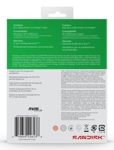 Western Digital Green WD ™ SN3000 NVMe™ SSD POWERED BY SANDISK 2 TB