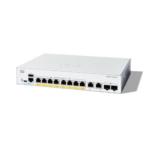 Cisco Catalyst 1300-8P-E-2G Managed Switch, 8 Port GE, PoE, Ext PS, 2x1GE Combo, Limited Lifetime Protection (C1300-8P-E-2G)
