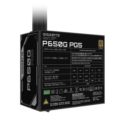 GIGABYTE P650G PCIE 5.1 Power Supply - PCIe 5.1, 80 PLUS Gold, 120mm Fan, ATX 3.1 compatible, EU Plug
