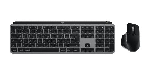 Logitech Master MX Keys S Combo for Mac keyboard Mouse included Home/Office RF Wireless + Bluetooth QWERTY UK English Aluminium, Black