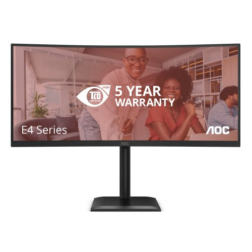 AOC E4 CU34E4CV computer monitor 86.4 cm (34") 3440 x 1440 pixels UltraWide Quad HD LCD Black