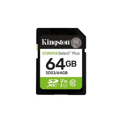 Kingston Technology 64GB SDXC Canvas Select Plus Gen3 100MB/s C10 UHS-I U1 V10