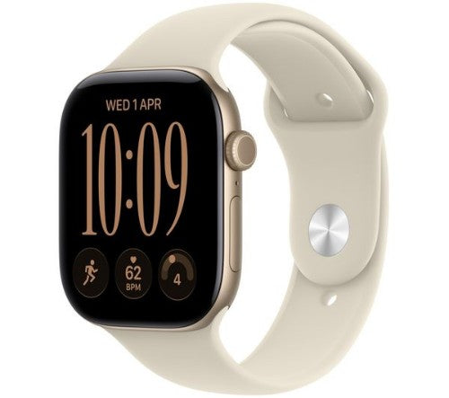 Apple Watch Series 12 GPS 46mm Light Gold Aluminium Case with Sand Sport Band - S/M