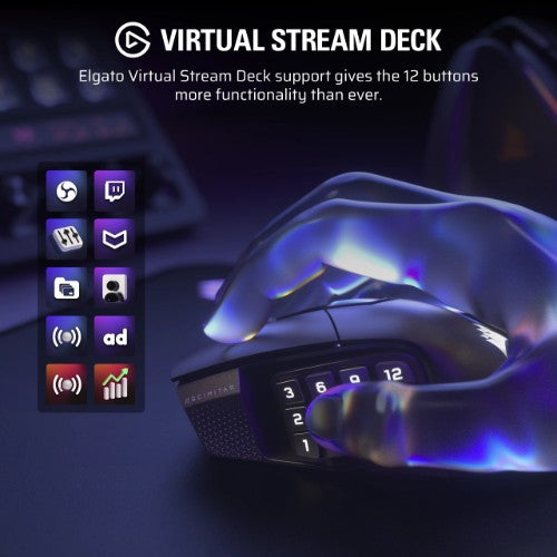 Corsair Scimitar Elite Wireless SE mouse Gaming Right-hand RF Wireless + Bluetooth Optical 33000 DPI