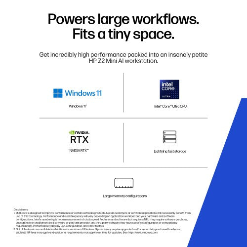 HP DQ6F9ET PC/workstation Intel Core Ultra 9 285 32 GB DDR5-SDRAM 1 TB SSD NVIDIA RTX Pro 2000 Blackwell Windows 11 Pro Mini PC AI Workstation, AI PC Black