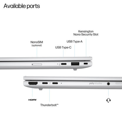 HP EB8G1I14 U7 265U 14 16GB/1T LTE5G Intel Core Ultra 7 Laptop 35.6 cm (14") Touchscreen WUXGA DDR5-SDRAM 1 TB SSD Wi-Fi 7 (802.11be) Windows 11 Pro AI PC Silver