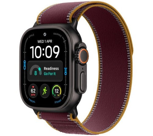 Apple Watch Ultra 4 GPS + Cellular 49mm Black Titanium Case with Burgundy Trail Loop - M/L