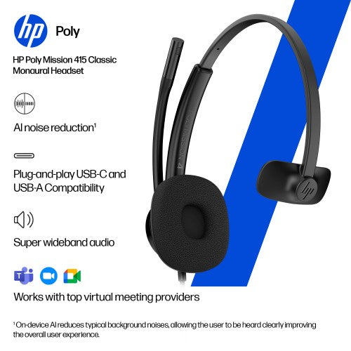 HP Poly Mission 425 Stereo USB Wired Headset (Bulk)