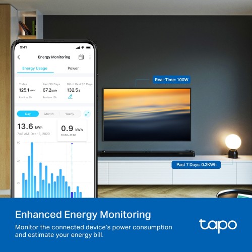 TP-Link Tapo Mini Smart Wi-Fi Socket, Energy Monitoring
