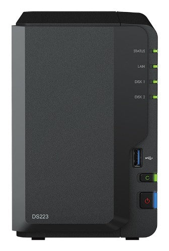 Synology DiskStation DS223 NAS Mini Tower Realtek RTD1619B 2 GB DDR4 12 TB HDD DiskStation Manager Black