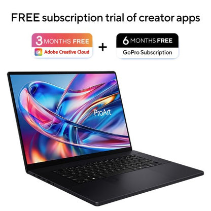 ASUS ProArt P16 H7606WW-SE006W Copilot+ PC AMD Ryzen AI 9 HX 370 Laptop 40.6 cm (16") Touchscreen WQUXGA 64 GB LPDDR5x-SDRAM 2 TB SSD NVIDIA GeForce RTX 5080 Wi-Fi 7 (802.11be) Windows 11 Home Black