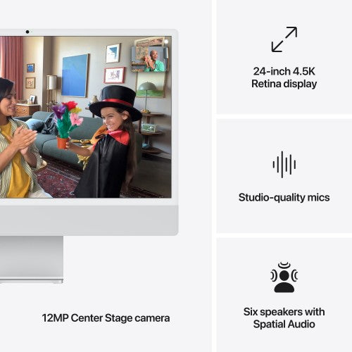 Apple iMac 24-inch with Retina 4.5K display: M4 chip with 10‑core CPU and 10‑core GPU, 16GB, 256GB SSD - Silver