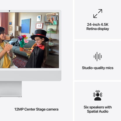 Apple iMac 24-inch with Retina 4.5K display: M4 chip with 10‑core CPU and 10‑core GPU, 16GB, 256GB SSD - Silver