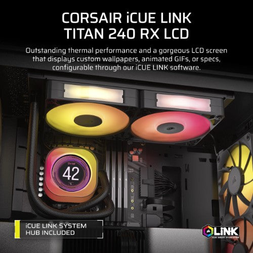 Corsair iCUE LINK TITAN 240 RX LCD Processor All-in-one liquid cooler 12 cm Black 1 pc(s)