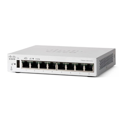 Cisco Catalyst 1200-8T-D Smart Switch, 8 Port GE, Ext PS, Desktop, Limited Lifetime Protection (C1200-8T-D)