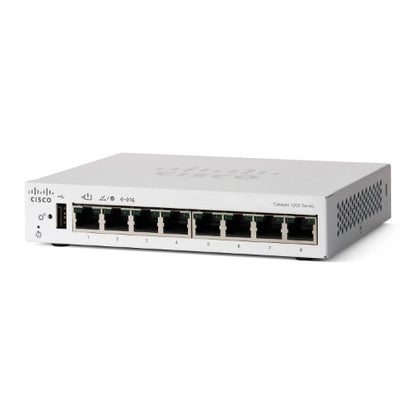 Cisco Catalyst 1200-8T-D Smart Switch, 8 Port GE, Ext PS, Desktop, Limited Lifetime Protection (C1200-8T-D)