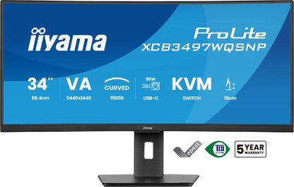 iiyama ProLite XCB3497WQSNP-B1 computer monitor 86.4 cm (34") 3440 x 1440 pixels UltraWide Quad HD LED Black