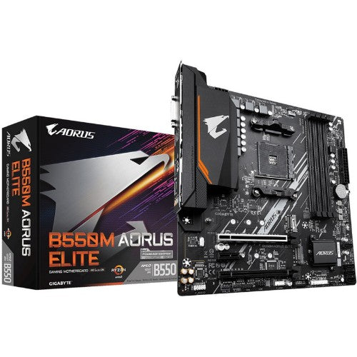 GIGABYTE B550M AORUS ELITE Motherboard - AMD Ryzen 5000 CPUs, 5+3 Phases VRM, up to 4733MHz DDR4, 1xPCIe 4.0 + 1xPCIe 3.0 M.2, 1GbE LAN, USB 3.2 Gen 1