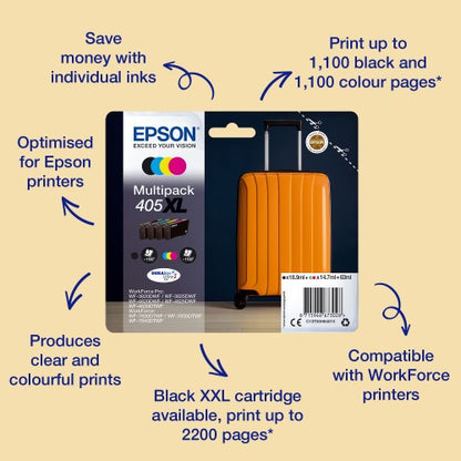 Epson C13T05H24010/405XL Ink cartridge cyan high-capacity, 1.1K pages 14.7ml for Epson WF-3820/7830