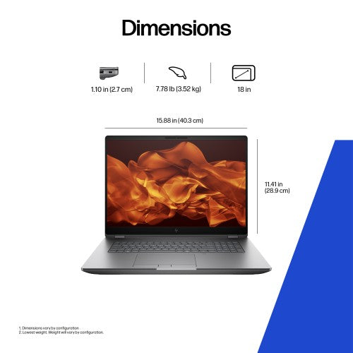 HP ZBook Fury G1i Data Science Intel Core Ultra 7 255HX Mobile workstation 40.6 cm (16") WUXGA 32 GB DDR5-SDRAM 1 TB SSD NVIDIA RTX PRO 2000 Blackwell Wi-Fi 7 (802.11be) Windows 11 Pro AI Workstation, AI PC Silver