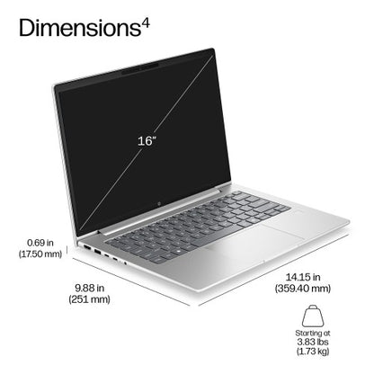 HP E46Q9ET laptop 40.6 cm (16") WUXGA 16 GB DDR5-SDRAM 512 GB SSD Wi-Fi 7 (802.11be) Windows 11 Pro Silver