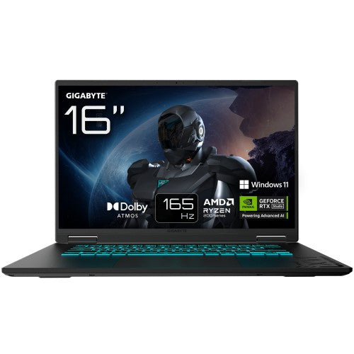 GIGABYTE GAMING A16 Laptop - 16", 165Hz WUXGA, Ryzen 7 260, RTX 5050, 16GB DDR5 5200MHz, 1TB Gen4 SSD, Windows 11 Home, 2 Year Warranty, Dolby Atmos, GAMING A16 3THK3UK894SH