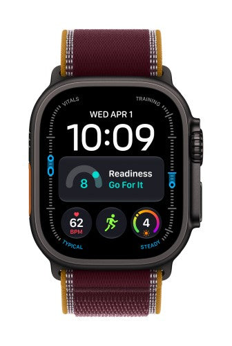 Apple Watch Ultra 4 GPS + Cellular 49mm Black Titanium Case with Burgundy Trail Loop - M/L