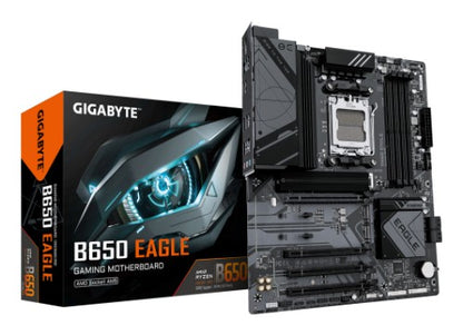 GIGABYTE B650 EAGLE Motherboard - AMD Ryzen 9000 Series CPUs, 12+2+2 Phases VRM, up to 7600MHz DDR5 (OC), 1xPCIe 5.0 + 2xPCIe 4.0 M.2, GbE LAN, USB 3.2 Gen 2
