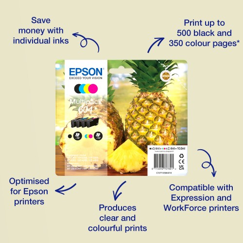 Epson C13T10G64010/604 Ink cartridge multi pack Bk,C,M,Y 150pg + 3x130pg Pack=4 for Epson XP-2200