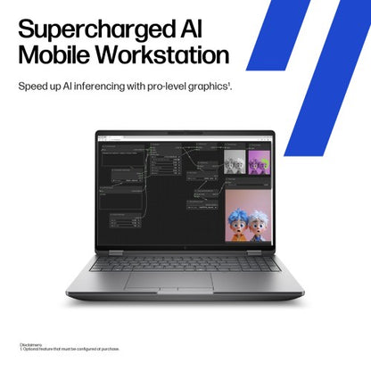 HP ZBook Fury G1i Data Science Intel Core Ultra 9 285HX Mobile workstation 40.6 cm (16") WUXGA 64 GB DDR5-SDRAM 1 TB SSD NVIDIA RTX PRO 4000 Blackwell Wi-Fi 7 (802.11be) Windows 11 Pro AI Workstation, AI PC Silver