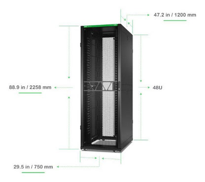 APC NetShelter SX, Networking Rack Enclosure, 48U, 2258H x 750W x 1200D mm, with Sides, Black