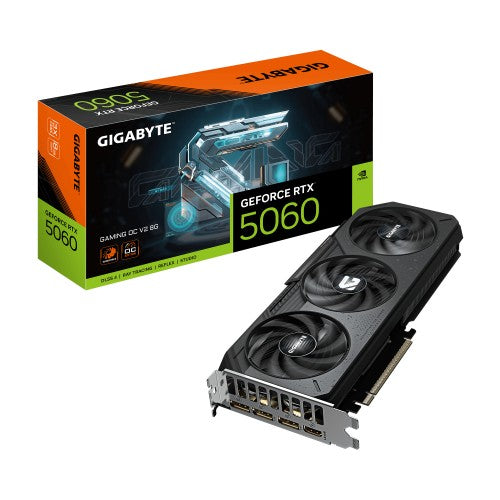 GIGABYTE GeForce RTX 5060 GAMING OC V2 8G Graphics Card - 8GB GDDR7, 128bit, PCI-E 5.0, 2602 MHz Core Clock, 3 x DisplayPort, 1 x HDMI, DLSS 4, GV-N5060GAMING OC V2-8GD