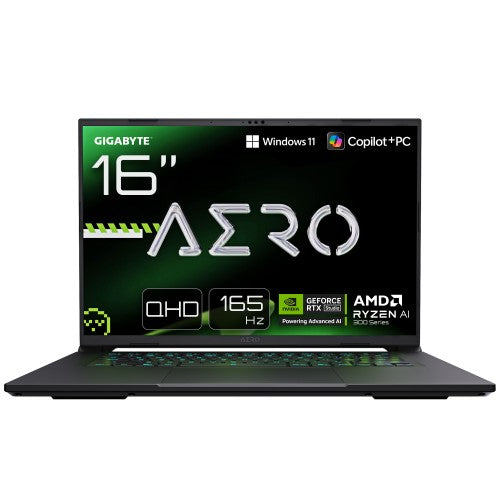 GIGABYTE AERO X16 Gaming Laptop - Copilot+ PC, 16", 165Hz WQXGA, Ryzen AI 7 350, RTX 5060, 16GB DDR5 5200MHz, 1TB Gen4 SSD, Windows 11 Home, 2 Year Warranty, Dolby Atmos, AERO X16 1VH93UKC94AH