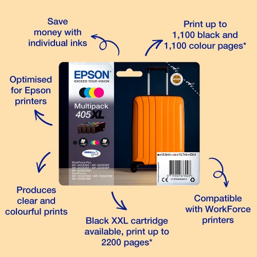 Epson C13T05H64010/405XL Ink cartridge multi pack Bk,C,M,Y high-capacity 18,9ml + 3x14,7ml Pack=4 for Epson WF-3820/7830