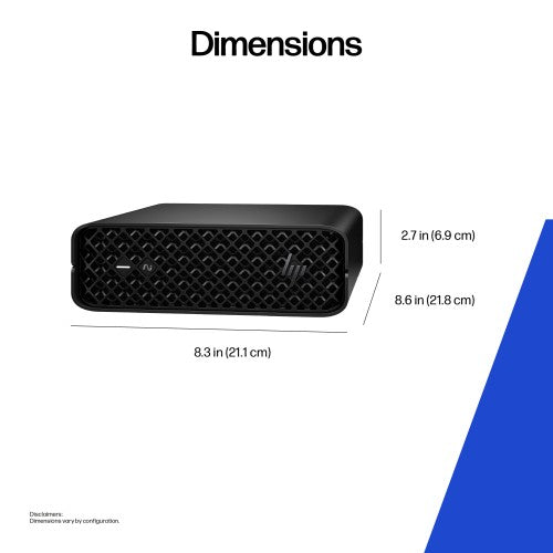 HP DQ6G5ET PC/workstation Intel Core Ultra 9 285K 64 GB DDR5-SDRAM 1 TB SSD NVIDIA RTX Pro 2000 Blackwell Windows 11 Pro Mini PC AI Workstation, AI PC Black